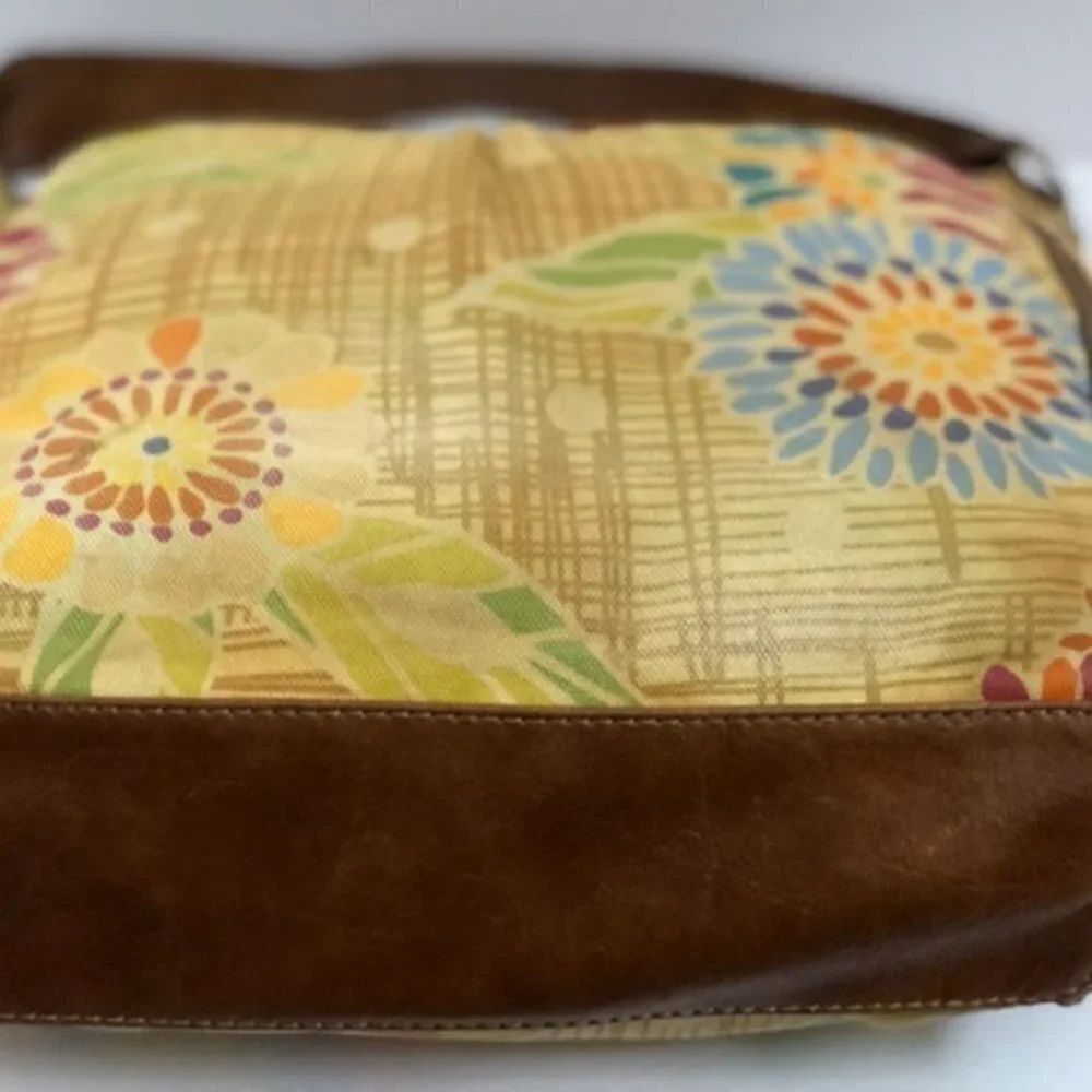 Fossil Handbag Purse Satchel Printed yellow Canvas